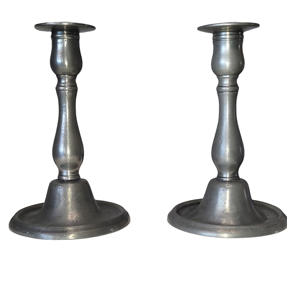 Les Etains De Paris Candlestick Holders Vintage Pewter